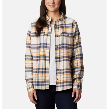 Columbia Overhemd Dames, Pine Street Stretch Flannel Donkerblauw Gekleurd, 95RAFHNQO